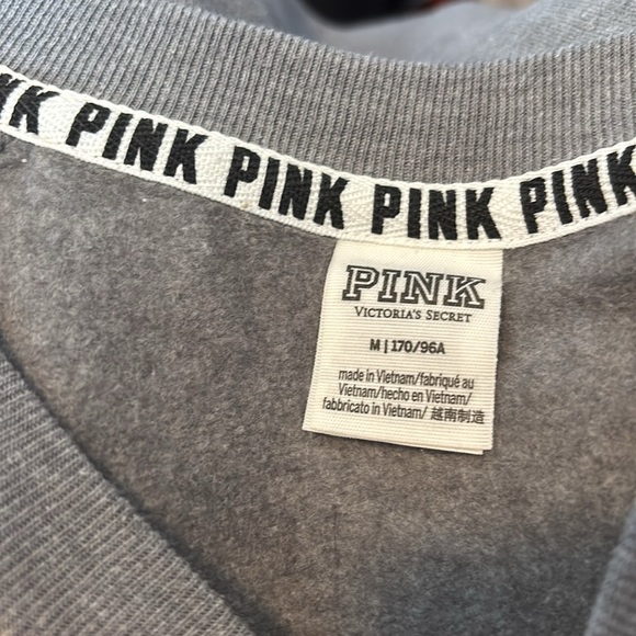 PINK Victoria's Secret women’s yellow and gray oversized sweatshirt size medium - Picture 8 of 9
